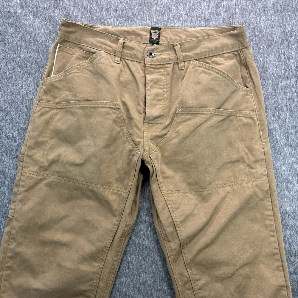 Brave Star Selvedge Pants Men's 36x29 Brown Double Knee Button Fly USA Chore